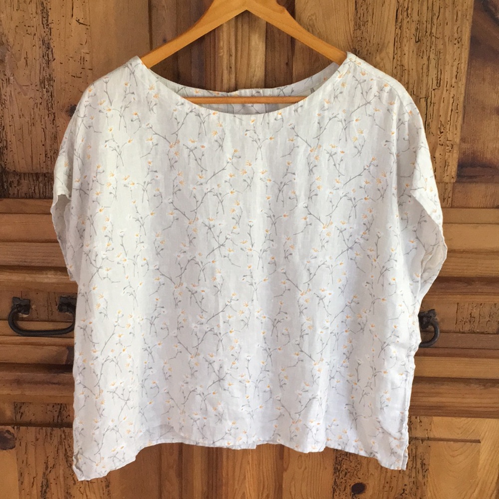 Cynthia Rowley Linen Floral Top Sz L